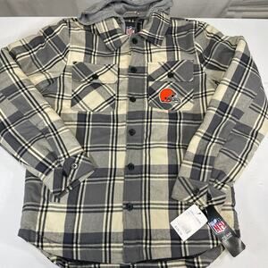 Cleveland Browns NFL Team Apparel Hooded Flannel Shirt Jacket